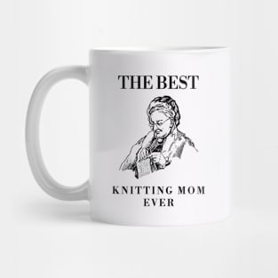 THE BEST KNITTING CRAFTS MOM LINE ART SIMPLE VECTOR STYLE, MOTHER OLD TIMES Mug